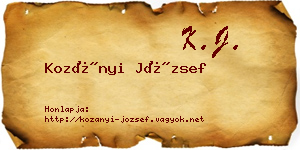 Kozányi József névjegykártya